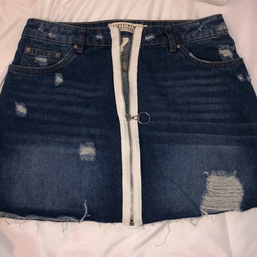 Denim Zip Up skirt
